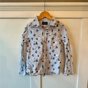 Children’s Place Holiday Christmas Print Button Down Shirt